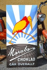 Grande Targa Smaltata MARABOU CIOCCOLATO - 1 Metro - Insegna Smaltata