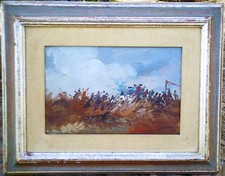 NORBERTO MARTINI (1940-2007) - BATTAGLIA - VECCHIO QUADRO DIPINTO OLIO