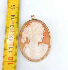 Ciondolo cuore cammeo volto donna argento 925 placcato oro giallo cameo spilla