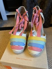 CASTANER Sandali con zeppa donna tela clotilde multicolore espadrilla 35 UK3