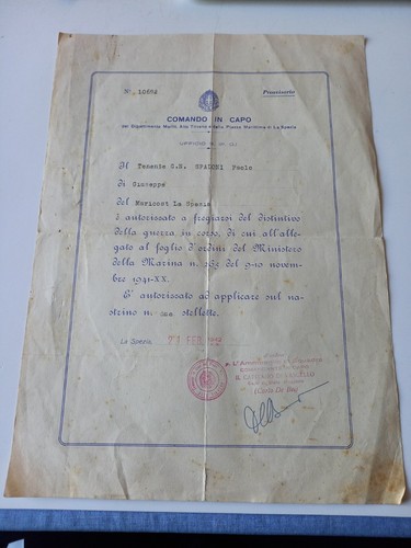 Diploma militare regia marina - militare,