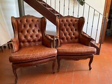 bergere poltrone color mogano vera pelle 