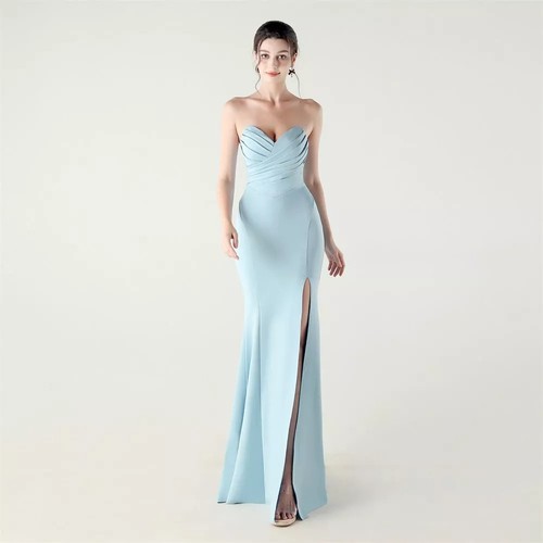 Abito azzurro lungo elegante - abito,