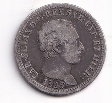 italia regno - 1 lira 1826 e 5 lire 1876r