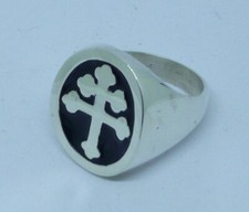 Anello croce Lorena argento 925 croce di Lorena anello argento sterling curvo