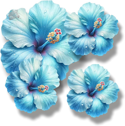 Adesivi fiori ibisco blu - ibisco,