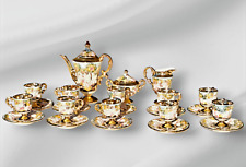 Set da tè vintage R.Capodimonte Italia oro porcellana bianca rilievo cherubini 23pz