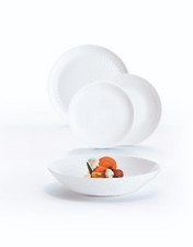 SET 18 PIATTI PAMPILLE BIANCO LUMINARC - SERVIZIO IN VETRO OPALE TEMPERATO