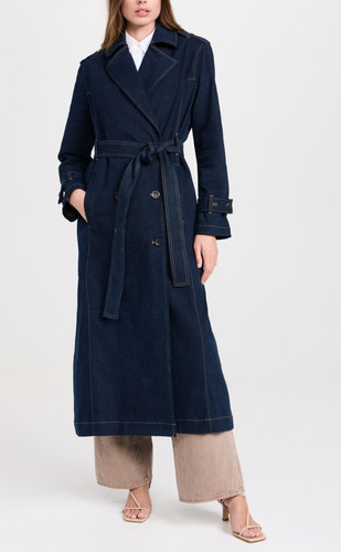 Trench coat denim doppiopetto
