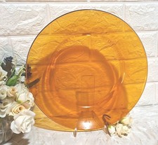  VINTAGE ANNI 70 PIATTO GRANDE PORTATADIAM 28 CM H5 DURALEX VETRO AMBRATO