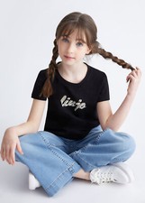 GA4073 22222 T SHIRT LIU JO BAMBINA CON LOGO E STRASS MAGLIA MAGLIETTA KIDS GIRL