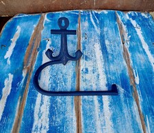 Portarotolo Da Parete In Ghisa Blu Satinata Con Ancora Casa Mare Bar Stile Navy