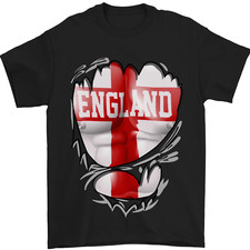 T-Shirt Uomo In Cotone 100% Con Bandiera Inglese St Georges Cross