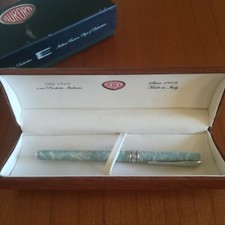 Penna Aurora - Design Made in Italy/Roller/ Screziata azzurra - Scatola+Custudia