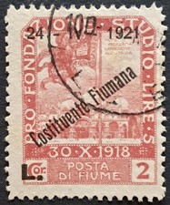 [FRGNOCCFIU0037] FIUME 1921 [S.172] Sopr."Costituente Fiumana" L.2/2Cor+5L USATO