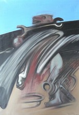 Tino VAGLIERI (Trieste 1929-Rivolta Adda 2000) NELLA CITTA' Tela  cm 100x70 1977