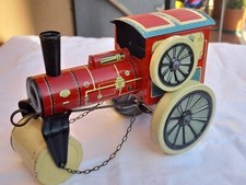 SCHIACCIASASSI LATTA TECHNOFIX N.261 CLOCKWORK STEAMROLLER TIN TOY ANNO 1951