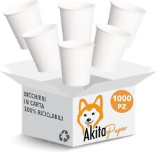 AkitaINK 1000 pz Bicchieri Monouso in Carta Bianchi da 200 ml