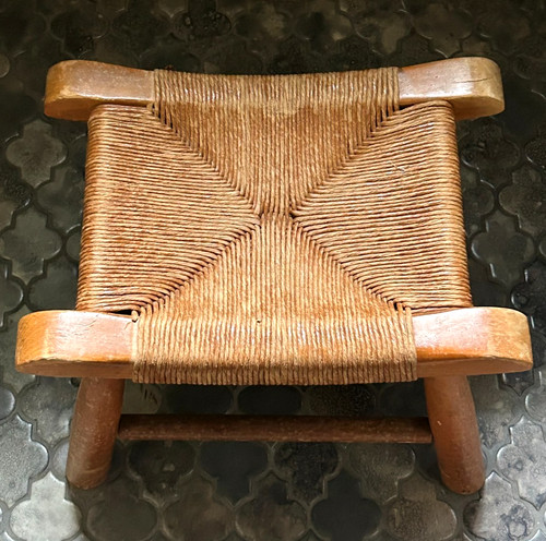 Sgabello poggiapiedi vintage