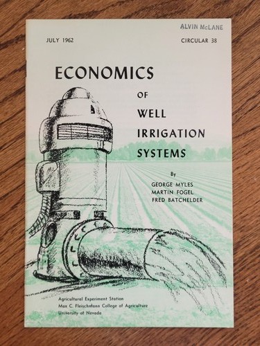 Economics well irrigation - of,