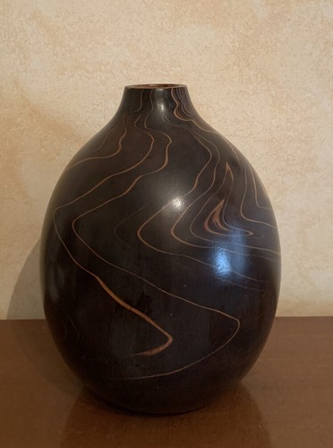 Vaso etnico legno venature h29 - legno,