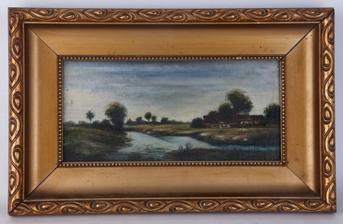 Paesaggio fluviale con casale
