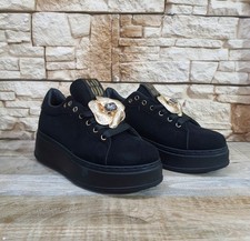 SNEAKERS DA DONNA GIOIELLO L623 NERO SCARPE PLATFORM CON ACCESSORIO ORO