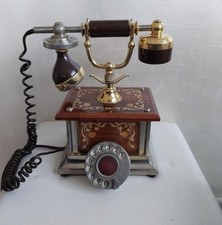 Telefono anni 60/70  iLegno Di Radica  Metallo  Oro 18K rotary telephone Vintage