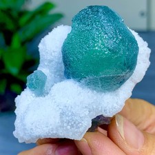87G raro esemplare di cristallo minerale fluorite cubo blu-verde trasparente/Cina