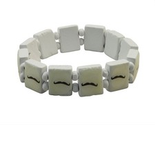 Bracciale legno baffi bianco