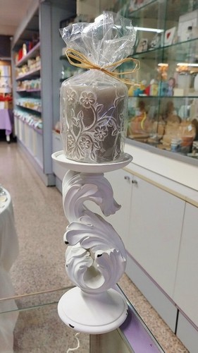 Portacandela shabby bianco