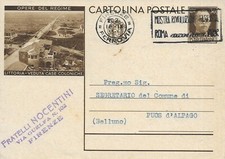 INTERO POSTALE "OPERE DEL REGIME" (LITTORIA-VEDUTA CASE COLONICHE) PUOS D'ALPAGO