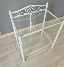 Comodino in ferro battuto Damasco bianco opaco satinato