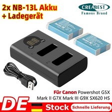 2x 3.7V NB-13L batteria +