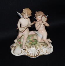 STATUINA SCULTURA PORCELLANA CESARE VILLARI CVS ANGELI MUSICISTI DEL '900