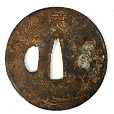 Japanese Tsuba Iron Grass