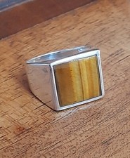 ANELLO UOMO OCCHIO TIGRE ARGENTO 925 Ring Sterling Man  solitario Mignolo $