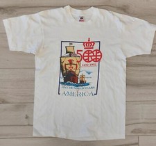 T Shirt America 1992 500 anni Anniversario Uomo L Made in U.S.A. Single Stich