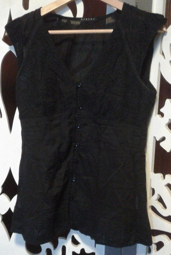 Camicia smanicata nera sisley - smanicata,