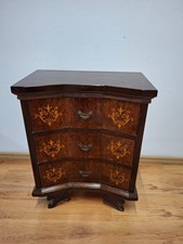 Comodino Cassettiera 3 cassetti intarsiato Radica noce Stile Barocchetto
