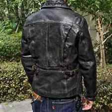 Giacca pelle bovina uomo classica biker vera vintage nuova dalla XS alla 5XL