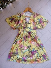 Vestitino New Collection giallo floreale a fiori rosa viola arancione celeste...