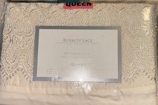 Royal Lace - Set lenzuola regina orli ricamati 600 fili avorio.Nuovissime!