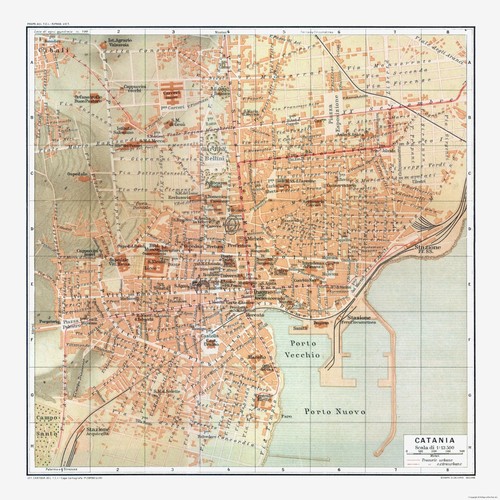 Mappa storica catania italia - mappa,