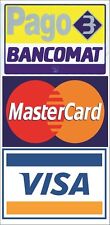 Adesivo Pago Bancomat per vetrine negozio 11x22 cm Visa Mastercard protetto uv