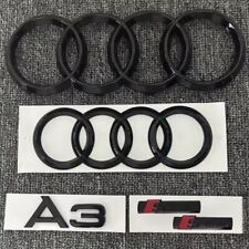 KIT completo LOGHI AUDI A3 nero lucido fregi anteriore posteriore targhetta A3