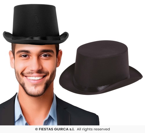 Cappello cilindro raso nero - in,