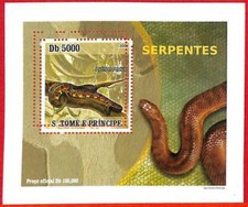 A3357 - SAO TOME & PRINCIPE, ERROR MIPERF blocco speciale: 2008, serpenti, pitoni