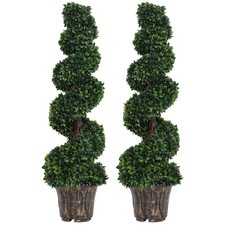 Outsunny Piante Artificiali di Bosso per Interni ed Esterni con Vaso Ø32x120 cm