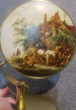 Specchio da tavolo vintage pieghevole scena rinascimentale base guilloché Germania Ovest 